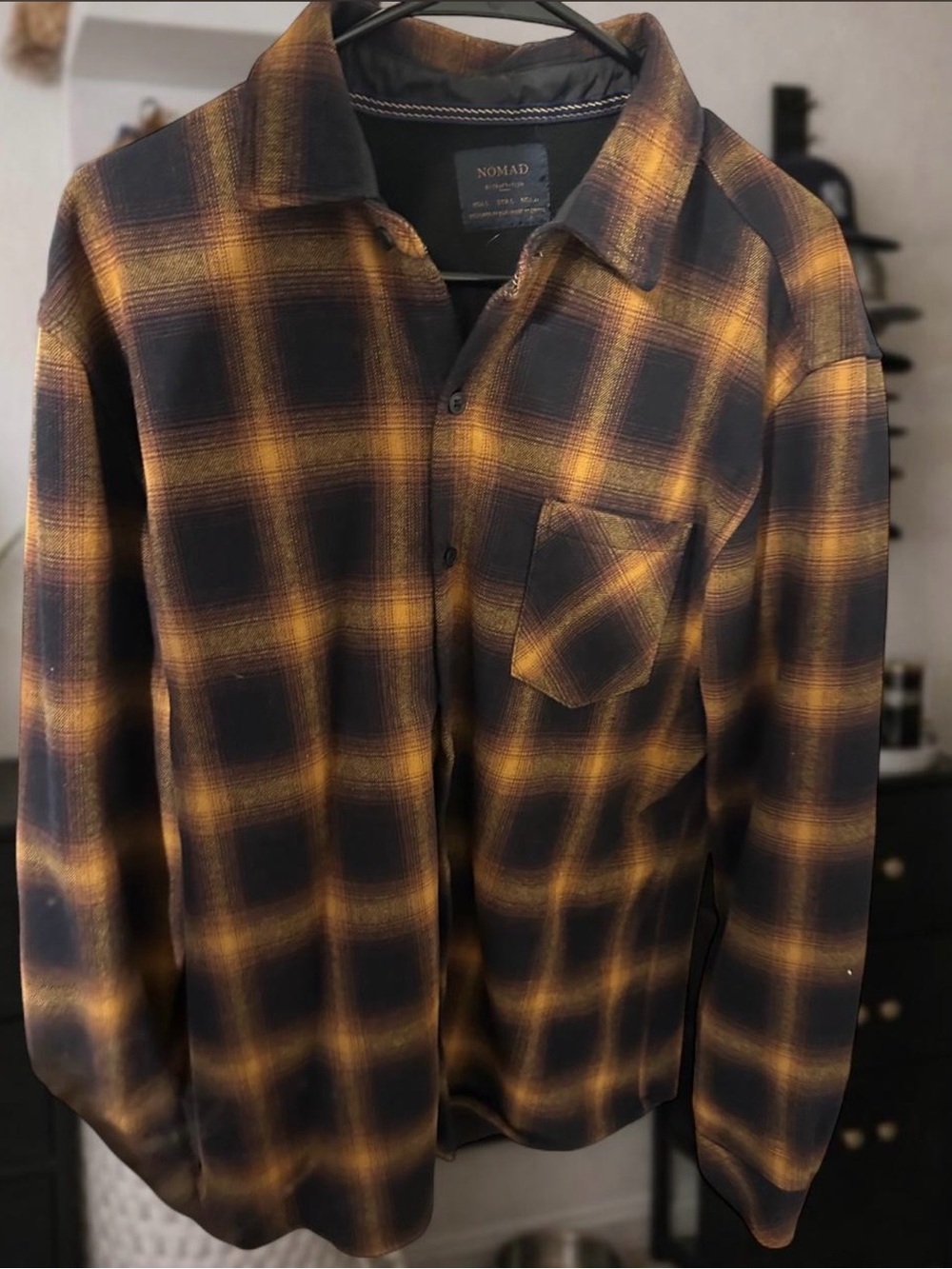 Nomad Black and Mustard Plaid Shirt Jacket